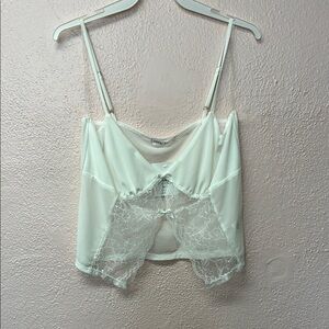 Women's Lace Trim Cami Top - White